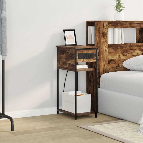 vidaXL Nachttisch Ger&auml;ucherte Eiche 41 x 28 x 76 cm Holzwerkstoff