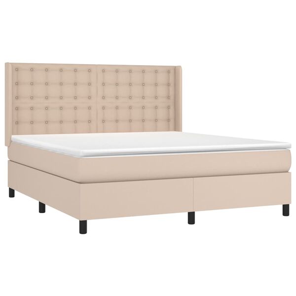 vidaXL Boxspringbett mit Matratze & LED Cappuccino-Braun 180x200cm