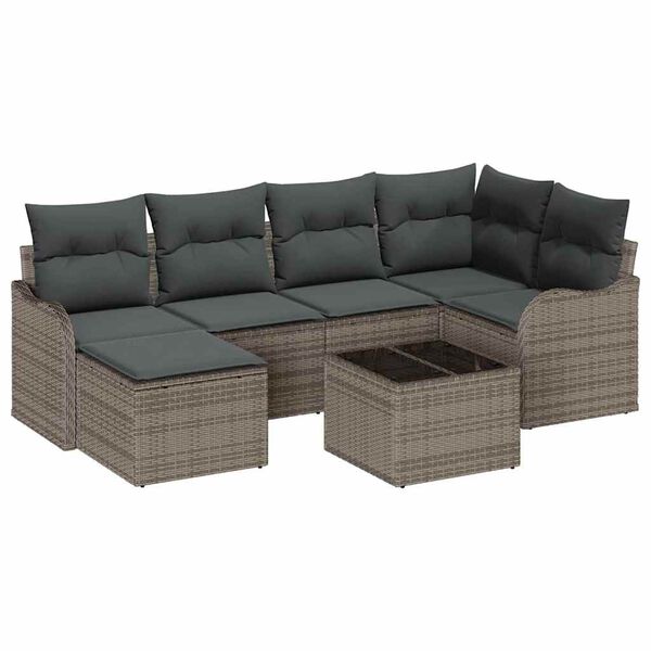 vidaXL Gartensofa-set 7 pcs Grau Poly-Rattan