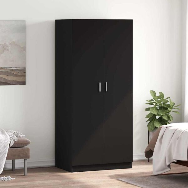 vidaXL Kleiderschrank Schwarz 80x52x180 cm Holzwerkstoff