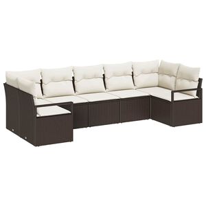 vidaXL Gartensofa-set mit Kissen 7 pcs Braun und Wei&szlig; Poly-Rattan