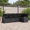 vidaXL Sofa Set mit Kissen mit Speicher 5 pcs Schwarz Poly-Rattan