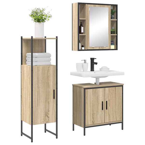 vidaXL Badezimmermöbel Set 3 pcs Braun 60 x 30 x 60 cm Holzwerkstoff