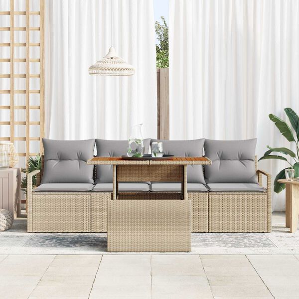 vidaXL Garten-Sofa-Set mit Kissen 5 pcs Beige und Hellgrau