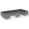 vidaXL 11-tlg. Garten-Lounge-Set mit Auflagen Poly Rattan Grau