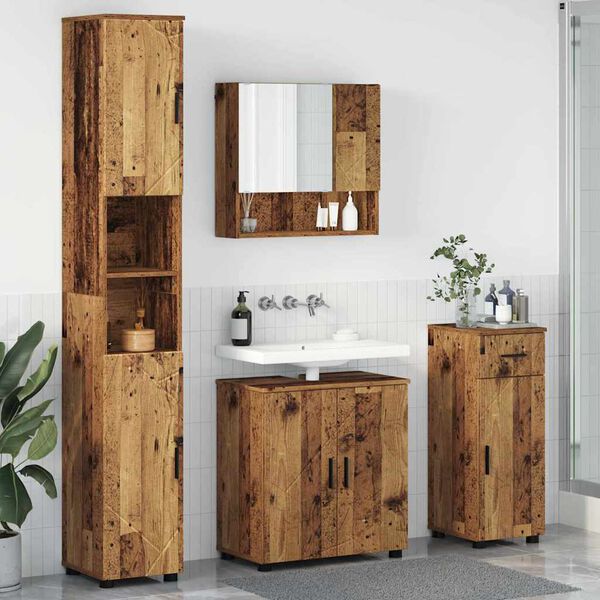 vidaXL Badezimmerm&ouml;bel-Set 4 pcs Altholz Holzwerkstoff & Metall