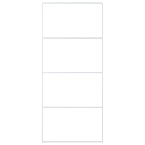 vidaXL Schiebetür ESG-Mattglas und Aluminium 90x205 cm Weiß