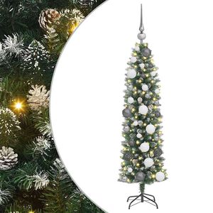 vidaXL K&uuml;nstlicher schlanker Weihnachtsbaum Gr&uuml;n und Wei&szlig; 120 cm
