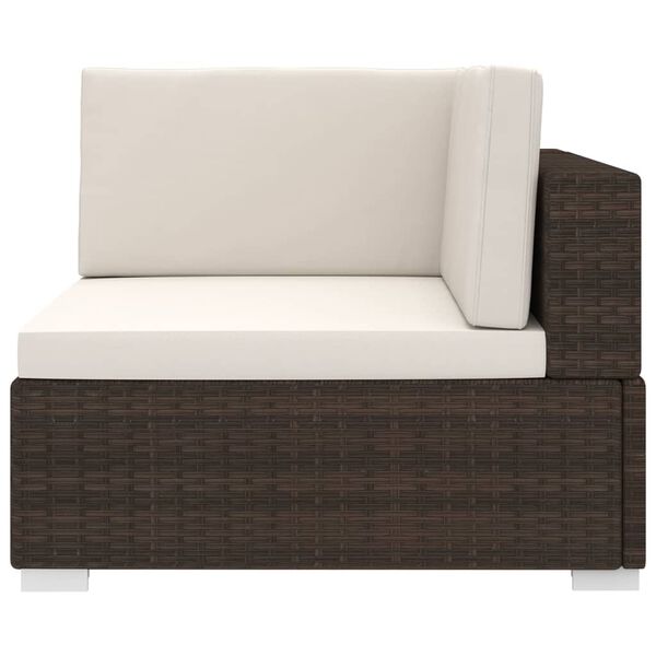 vidaXL Modular-Sofa-Eckteil 1 Stk. + Auflagen Poly Rattan Braun
