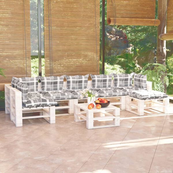 vidaXL 8-tlg. Garten-Lounge-Set aus Paletten mit Kissen Kiefernholz