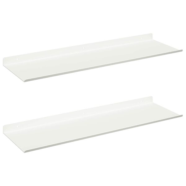 vidaXL Schwebendes Regal 2 pcs Wei&szlig; 60 x 18 x 2,5 cm Stahl