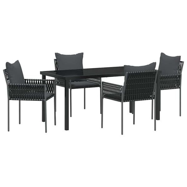 vidaXL Garten Essgruppe 5 pcs Schwarz und Grau PE-Rattan