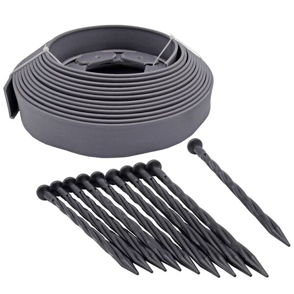 Nature Rasenkanten-Set H5 cm x 10 m mit Erdn&auml;geln Grau