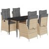 vidaXL 5-tlg. Garten-Essgruppe mit Kissen Beige Poly Rattan