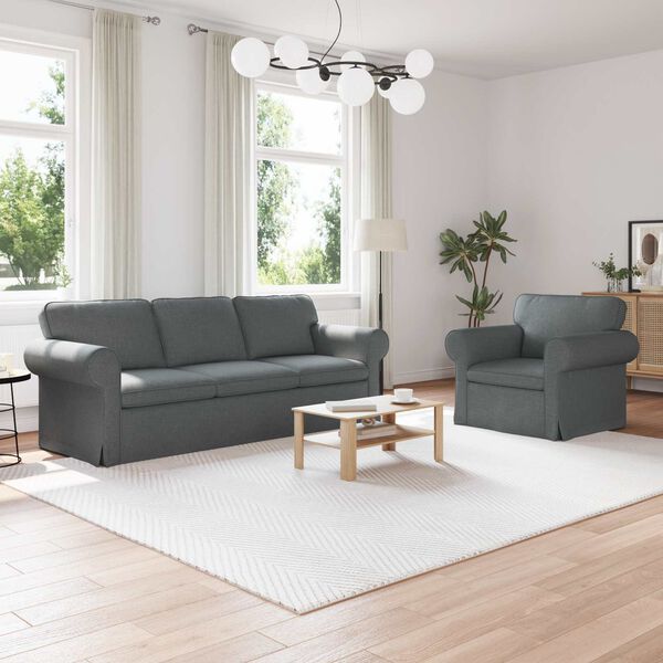 vidaXL Sofa Set 2 pcs Dunkelgrau 215 x 82 x 80 cm Stoff
