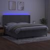 vidaXL Boxspringbett mit Matratze & LED Hellgrau 200x200 cm Samt