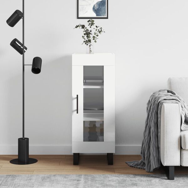 vidaXL Sideboard Hochglanz-Wei&szlig; 34,5x34x90 cm Holzwerkstoff