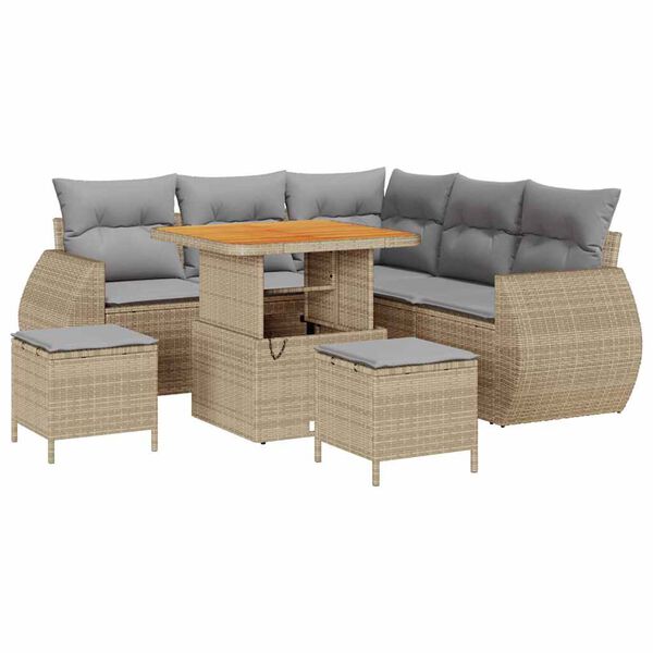 vidaXL Gartensofa-set 8 pcs Beige Poly-Rattan