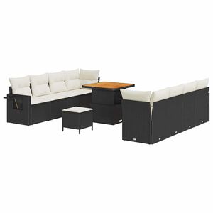 vidaXL Gartensofa-set Schwarz und Creme Poly-Rattan