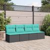 vidaXL Gartensofa mit Kissen 4-Sitzer Schwarz Poly Rattan