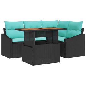 vidaXL Gartensofa-set 5 stk. 4-Sitzanzahl Schwarz und T&uuml;rkis