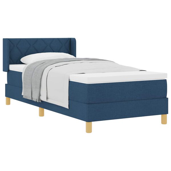 vidaXL Boxspringbett mit Matratze Blau 200 x 90 cm Polyester