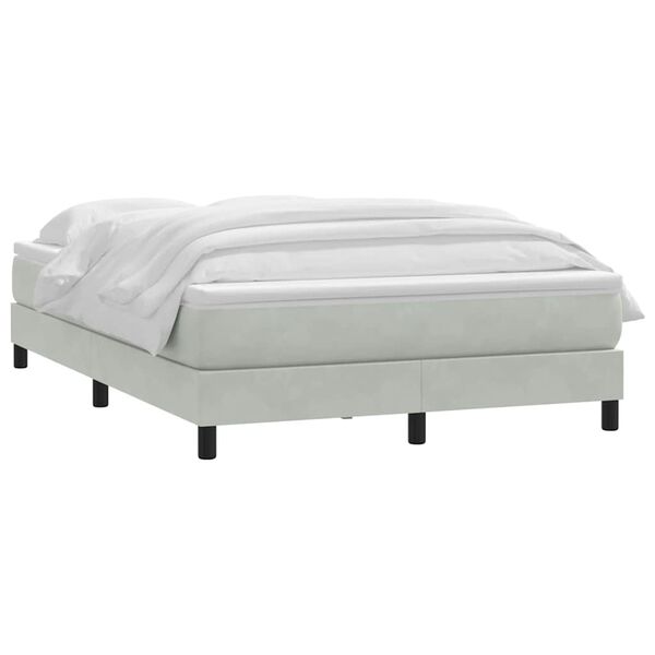 vidaXL Boxspringbett mit Matratze Hellgrau 160x210 cm Samt