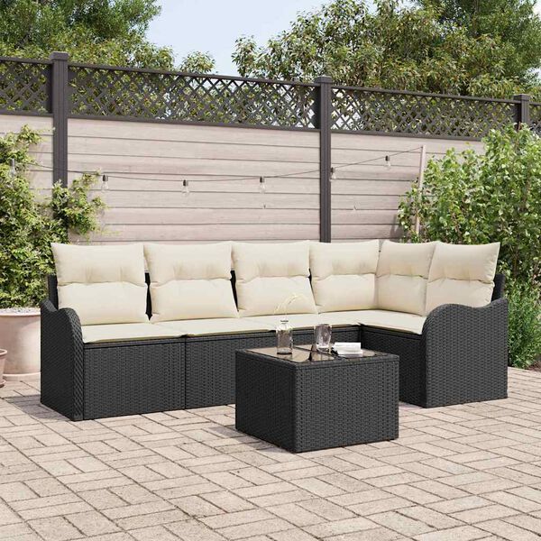 vidaXL Gartensofa-set Schwarz Poly-Rattan