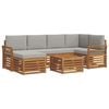 vidaXL Outdoor-Sofagarnitur 7 Stk. Nat&uuml;rlich und Hellgrau Polyester