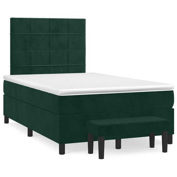 vidaXL Boxspringbett mit Matratze Dunkelgr&uuml;n 120x190 cm Samt