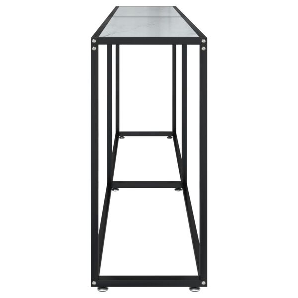 vidaXL Konsolentisch Wei&szlig; Marmor-Optik 200x35x75,5 cm Hartglas
