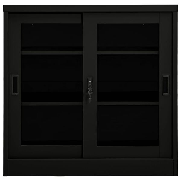 vidaXL Schrank mit Schiebetür Schwarz 90x40x90 cm Stahl