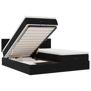 vidaXL Ottoman-Bett mit Matratzen & LEDs Schwarz 180x200 cm Samt