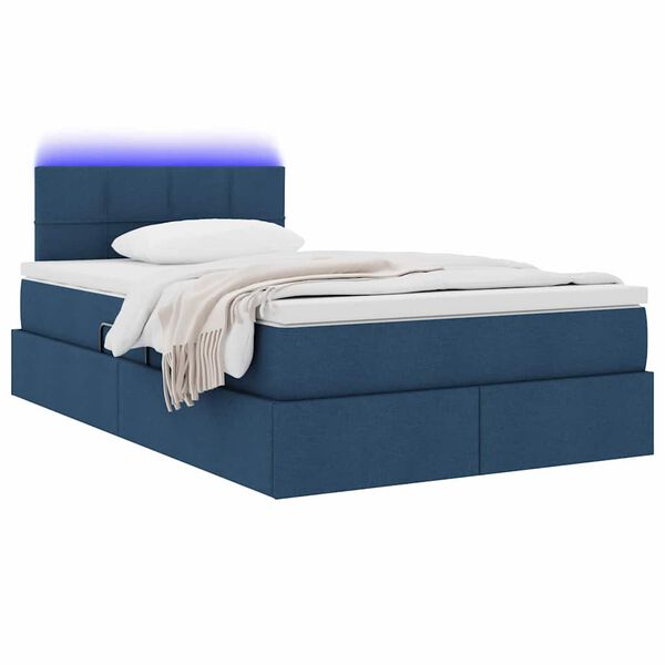 vidaXL Bett mit Stauraum und LED Blau 120 x 200 cm Polyester