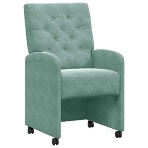 vidaXL Esszimmerst&uuml;hle mit Rollen 2 stk. Samt Meergr&uuml;n 58 x 67 x 97 cm