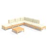 vidaXL 8-tlg. Garten-Lounge-Set mit Creme Kissen Kiefernholz