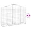 vidaXL Gabionen mit Hochbogen 6 Stk. 200x50x140/160cm Verzinktes Eisen