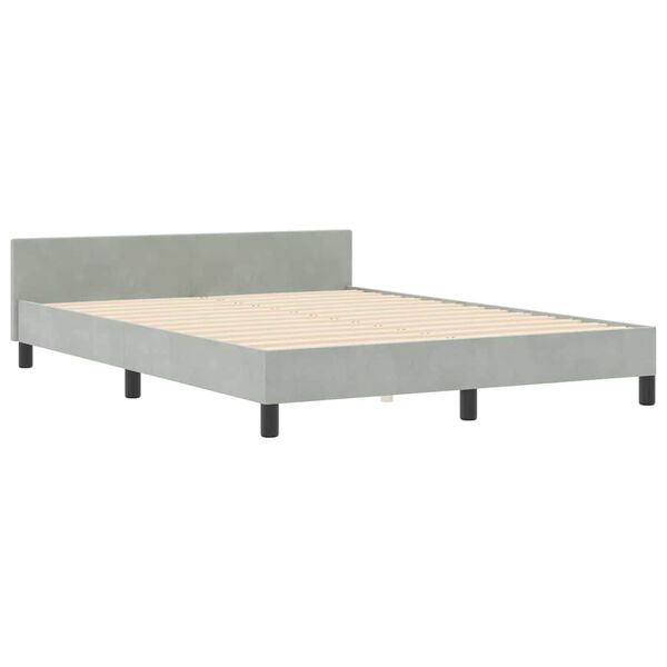 vidaXL Boxspringbett mit Kopfteil Hellgrau 140 x 200 cm Samt