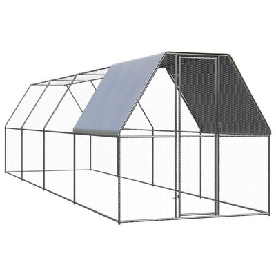 vidaXL Outdoor-Hühnerkäfig 2x8x2 m Verzinkter Stahl