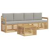 vidaXL Outdoor-Sofagarnitur 5 pcs Wei&szlig; und Hellgrau Polyester