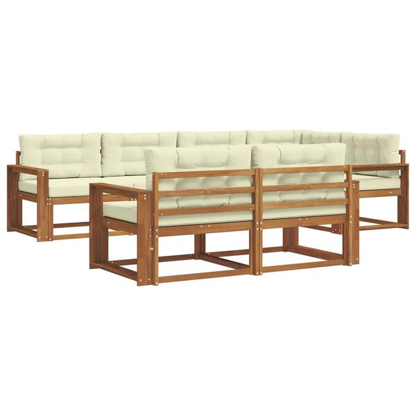vidaXL Outdoor-Sofagarnitur mit Kissen 7 pcs Natur und Creme
