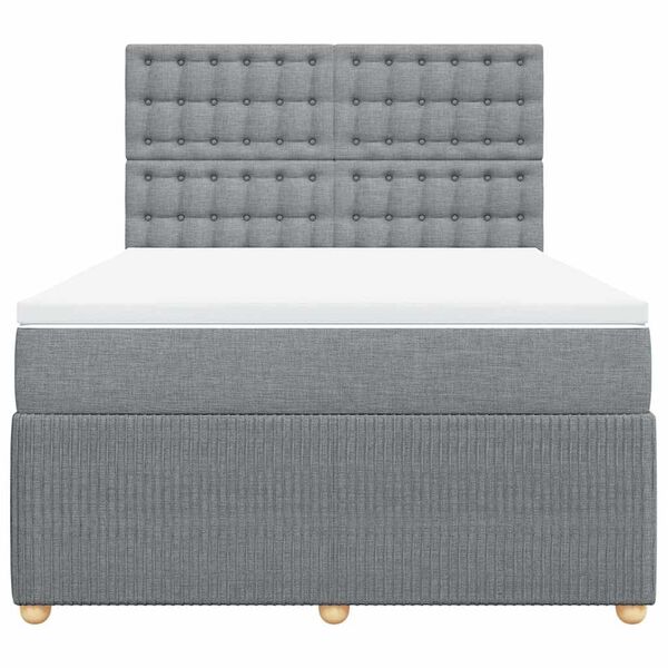 vidaXL Boxspringbett mit Matratze Hellgrau 140x190 cm Stoff