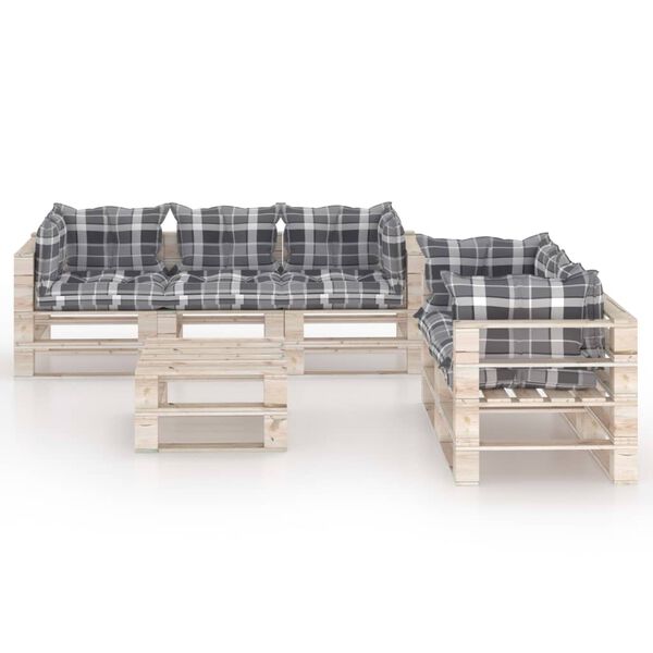 vidaXL 6-tlg. Garten-Lounge-Set aus Paletten mit Kissen Kiefernholz