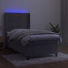 vidaXL Boxspringbett mit Matratze & LED Hellgrau 80x200 cm Samt