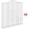 vidaXL Gabionen mit Hochbogen 8 Stk. 200x30x200/220cm Verzinktes Eisen
