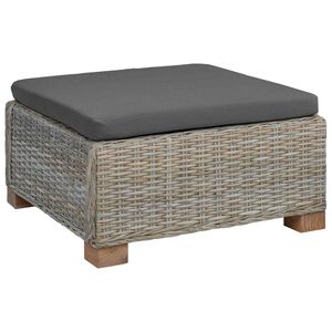 vidaXL Hocker mit Kissen GENDT Naturrattan Kubu Grau