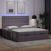 vidaXL Ottoman-Bett mit Matratzen & LEDs Grau 160x200 cm Kunstleder