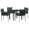 vidaXL Garten Essgruppe 5 pcs Schwarz und Grau PE-Rattan