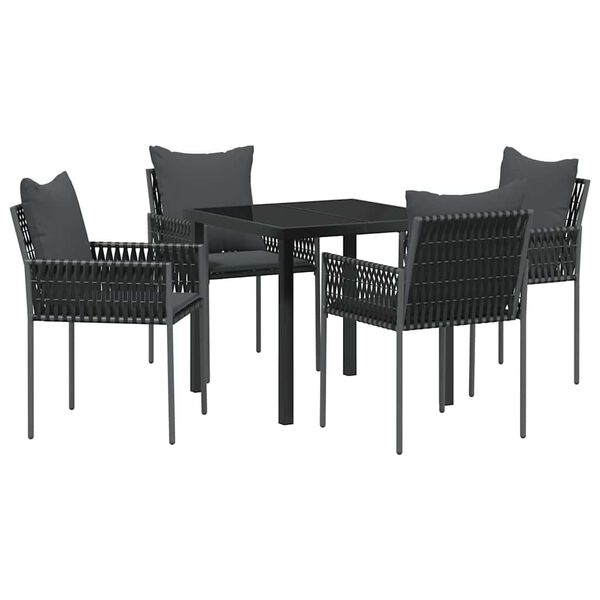 vidaXL Garten Essgruppe 5 pcs Schwarz und Grau PE-Rattan