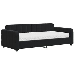 vidaXL Tagesbett mit Matratze Schwarz 90x190 cm Samt